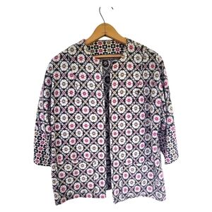 Vintage Handmade Geometric Floral Jaquard Topper Jacket Sz L/XL